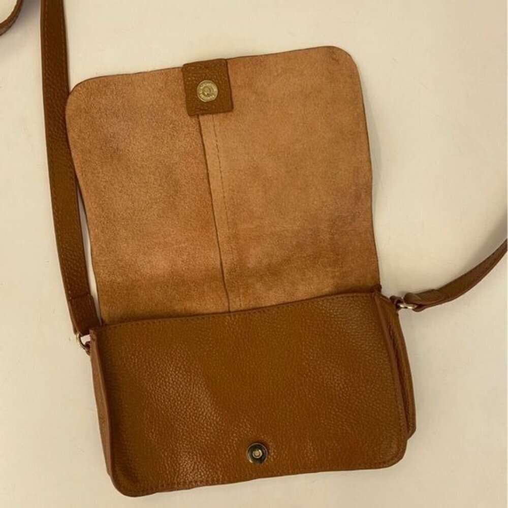 BTB Los Angeles || Kelly Crossbody Bag Soft Leather‎ Unlined Cognac Brown - Picture 6 of 11